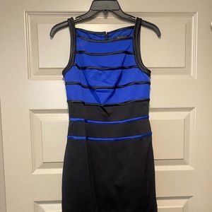 White House Black Market blue and black dress